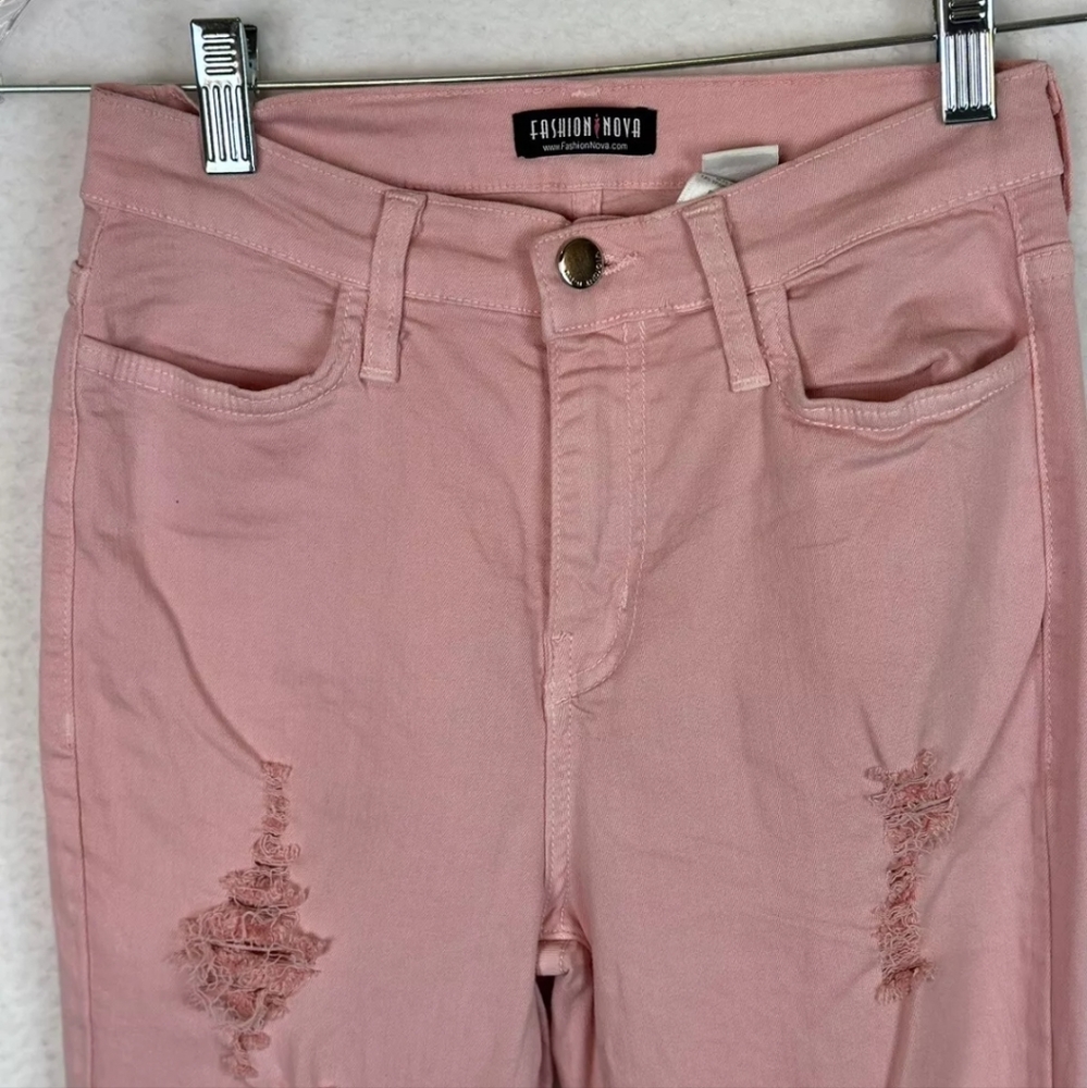 Fashion nova women's distressed pink skinny stretch jeggings w29